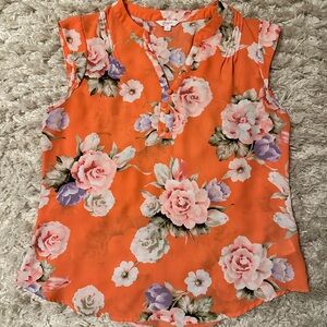 Candie's Orange Ruffled Blouse with Mandarin Collar